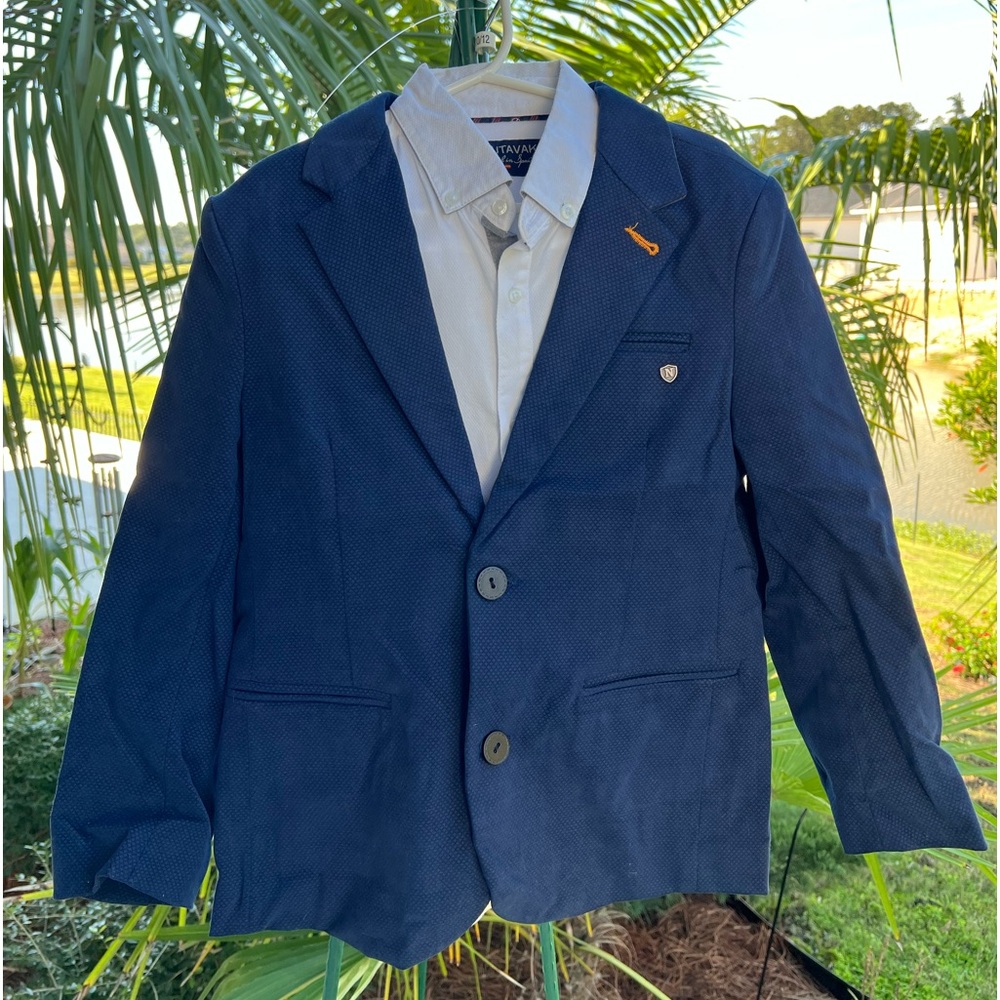 BOYS DESIGNER NUKUTAVAKE BLAZER & SHIRT size 8